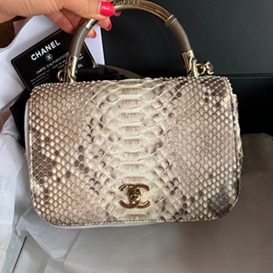 香奈儿chanel蛇皮金扣单肩手提女包二手闲置
