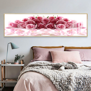 玫瑰花十字绣床头画简约现代小幅满绣客厅卧室2020新款线绣简单