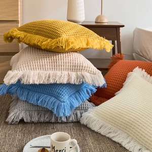 ins文艺风毛线针织抱枕手工编织流苏沙发靠垫民宿装饰枕客厅靠枕