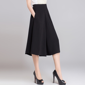 宽松阔腿裤女七分裤2022夏季新款雪纺裙裤休闲裤裙薄款高腰宽腿裤