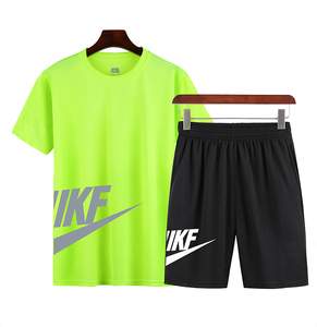 运动套装男短袖夜跑夏季休闲两件套健身服透气晨跑步服速干衣T恤
