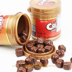 乐天新款包装脆米巧克力豆76g罐装韩国进口夹心代可可脂小零食品