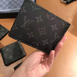 现货lv路易威登男士黑色老花logo钱包经典款手包卡包m61695小航哥