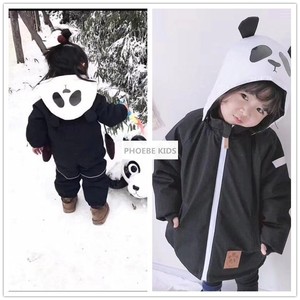 mini系列18秋冬瑞典儿童熊猫防水连体滑雪服ins宝宝加厚防寒棉服