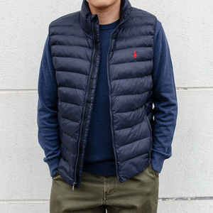 美国polo ralph lauren 男拉夫劳伦立领夹棉马甲小马标轻便棉背心