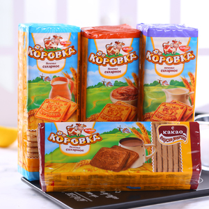 俄罗斯进口食品饼干袋装牛奶味炼乳味巧克力香甜酥脆早餐代餐饼干