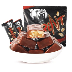 俄罗斯糖果进口食品KDV棕熊 巧趣熊 巧克力味花生夹心休闲零食糖