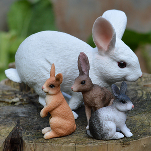 仿真农场动物模型实心玩偶摆件微景观儿童玩具兔子家禽