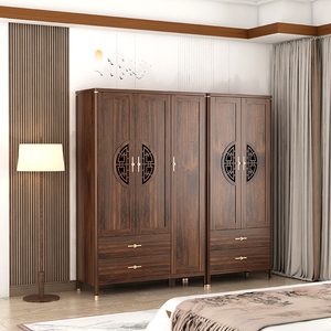 新中式衣柜卧室家用2023新款实木色儿童衣橱小户型室内组合储物柜