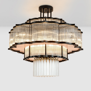 新中式水晶吊灯后现代轻奢客厅灯别墅复式楼中楼酒店饭店包厢灯具