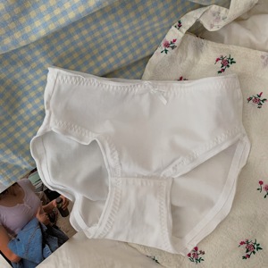 别爱得太满 别睡得太晚【95%棉】少女纯色纯棉内裤蝴蝶结大码女生