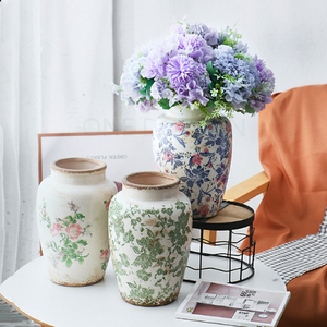 韩式陶瓷花瓶地中海风格复古水培干花欧式花插家居现代花器软装