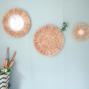 北欧拉菲草手工编织墙面装饰壁挂壁饰摩洛哥风格家居挂毯壁挂墙饰