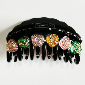 马尾发夹成人百搭优雅弹簧夹水晶高档淑女顶夹子恒冠涵荣专卖店9