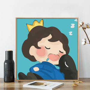 数字油画diy填色卡通波吉王子国王排名儿童简单手绘水彩画丙烯画