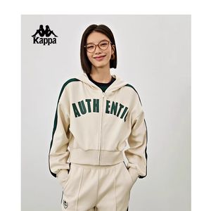 Kappa卡帕2024春新款女运动卫衣短款连帽开衫字母外套K0D62MK02