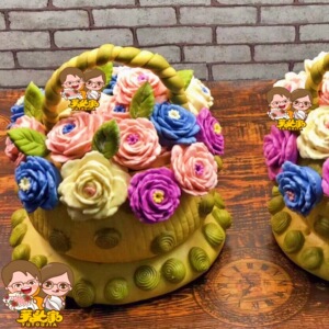 妈妈生日礼物胶东花饽饽生日寿桃祝寿花馍馍纯手工花篮花样馒头