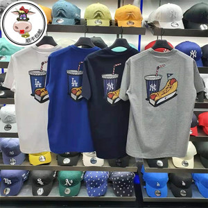 大牛韩代newera纽亦华mlb男女21春新款ny后背美食印花短袖时尚潮