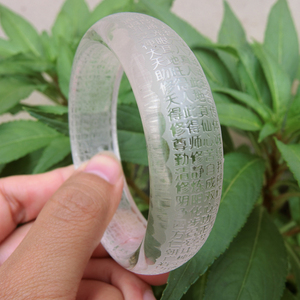 天然白水晶手镯莲花真经手环情侣镯子手时尚女士手串手链生日礼物