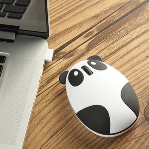 熊猫无线/有线女生鼠标静音个性创意时尚新款可爱USB充电鼠标包邮