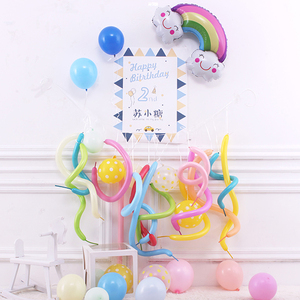 ins风长条一周岁宝宝婴儿生日气球场景装饰布置派对百日宴小红书