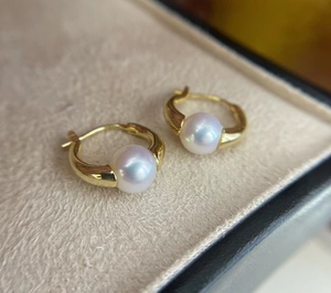 中古宝格丽感天然强光淡水海水珍珠耳环气质复古百搭