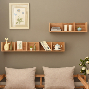 实木置物架墙上格子装饰搁板白橡木北欧日式客厅壁柜电视墙书架