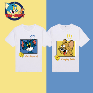 猫和老鼠联名t恤儿童亲自装男情侣装潮牌衣服汤姆猫和杰瑞短袖男