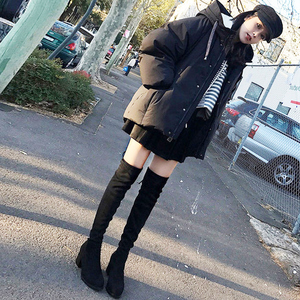 过膝长靴女2018秋冬新款瘦瘦靴平底高跟sw靴子长筒靴高筒靴