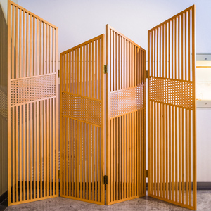 新品新中式实木屏风隔断墙酒店客厅入户雕花镂空顶玄关餐厅门座屏