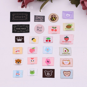 10张韩版手工制作布标发圈皮筋布贴商标卡通织唛DIY发饰材料配件