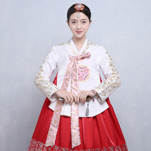 高档朝鲜服装刺绣花韩服女日常韩国宫廷结婚礼服婚服表演出舞蹈服