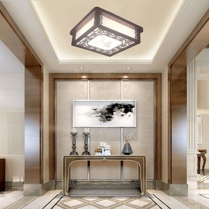 阿尼玛木艺正方形过道灯新中式入户阳台灯具中国风书房卧室吸顶灯