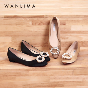 舒适圆头平底单鞋女水钻奶奶鞋布鞋套脚鞋万里马鞋类官方旗舰店459