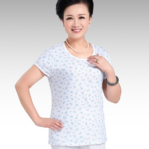 热销爆款中老年女士纯棉汗衫老人短袖t恤妈妈圆领宽松夏薄棉背心