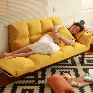 小户型双人布艺沙发网红迷你懒人卧室阳台折叠可躺睡沙发椅公寓女