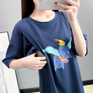 喂奶衣服夏装 哺乳衣外出 辣妈款母乳期穿上衣宽松大码中长款t恤