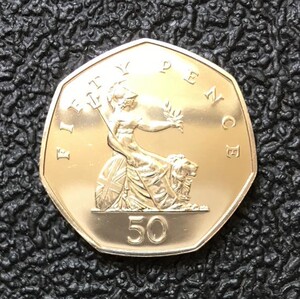 2005年英国50便士硬币 英镑纪念币 大不列颠尼亚女神像 全新保真