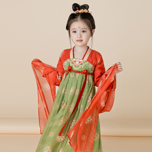 女童汉服春秋季新款古装儿童敦煌飞天宝宝唐制襦裙原创连衣裙唐朝