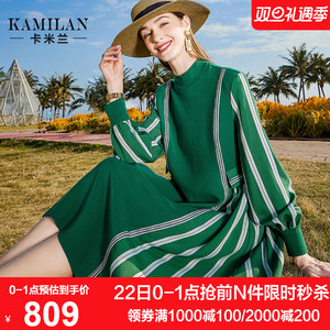 2022年春装新款宽松中长款竖条纹套头a字裙kamilan卡米兰旗舰店719