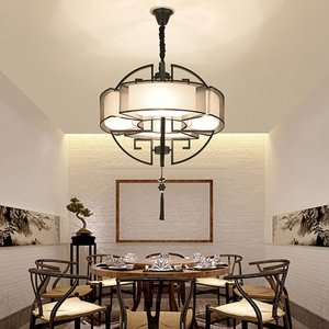 新中式餐厅吊灯客厅卧室书房包间圆形酒店复古中国风禅意灯具包厢