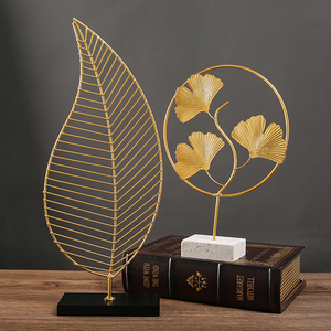 轻奢摆件银杏叶铁艺装饰高端金属高级感电视柜客厅树叶艺术工艺品