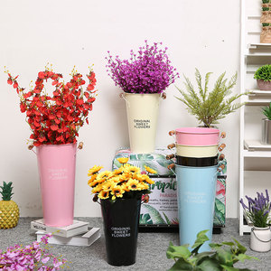 追忆旗舰店天猫欧式铁皮花桶鲜花干花桶花店创意装饰插花筒花器客厅