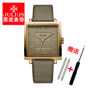 聚利时正品方形手表表带棕色咖啡色黑色表带JA-354款原装皮带20mm