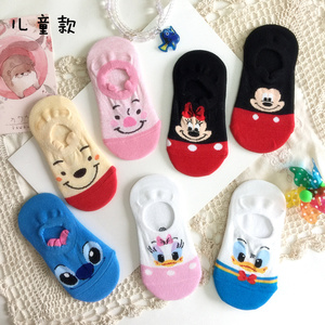 韩国小孩薄棉袜套卡通米奇唐老鸭米妮黛西儿童船袜男女童隐形袜