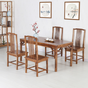 实木餐桌椅组合餐厅家具老榆木餐桌餐椅椅子一桌四椅六椅小户型