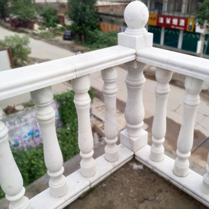 定制新中式别墅阳台石雕护栏石头汉白玉花瓶柱栏杆天然大理石围栏