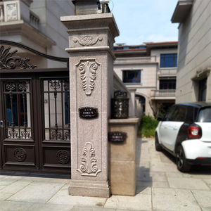 定制大理石别墅庭院大门石柱石雕花岗岩欧式浮雕门柱石头石材柱子