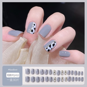 雾霾蓝豹纹美甲贴片薄款全套整套工具网红成品美甲贴片穿戴甲