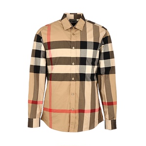 burberry衬衫男长袖秋装巴宝莉经典大格子衬衣新款80102131卡其色